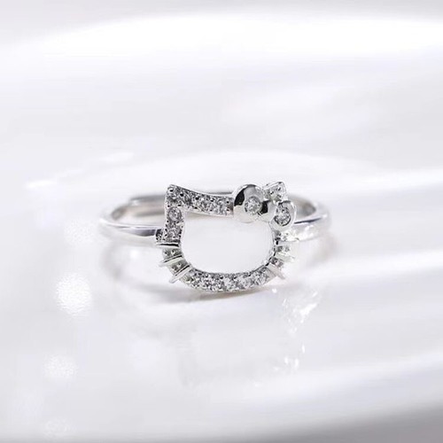 Silver love bow hello kitty - love,